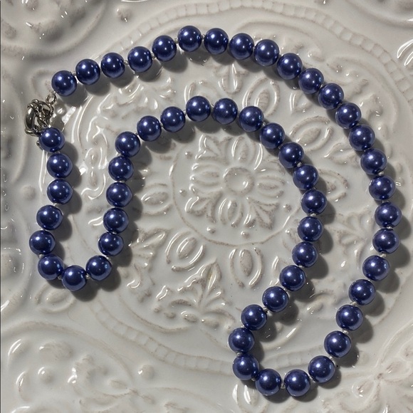 Hand Crafted Elegant Small Blue Pearl Necklace Bracelet Set Wedding Anniversary - Picture 14 of 17